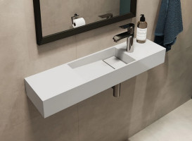 Раковина для ванной Miraggio Toni 85х22 см L литой мрамор Miramarble белый матовый 8814205