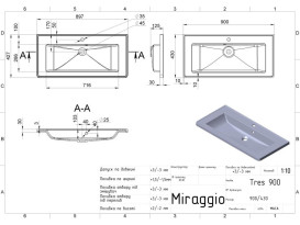 Раковина для ванной Miraggio Tres 900 90х43 см Mirastonе black shine 8813481