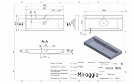 Раковина для ванної Miraggio Varna 1000 врізна з отвором під змішувач білий матовий 0000253