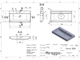 Раковина для ванної Miraggio Varna 800 79,7х41,8 см Mirastone black shine 0002617