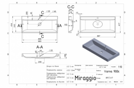 Раковина для ванної Miraggio Varna 900 врізна з отвором під змішувач білий матовий 0000261