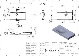 Раковина для ванної Miraggio Viola 1000 L 100х46 см Mirastonе black shine 8813479