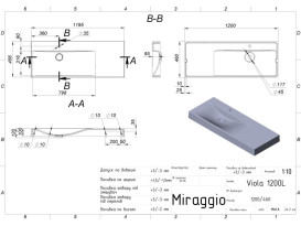 Раковина для ванной Miraggio Viola 1200 L Matt 120х46 см Miramarble Matt белый матовый 0002660