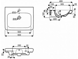 Раковина для ванной на тумбу Kolo Life 60 белая M21160000