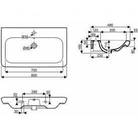 Раковина для ванної на тумбу Kolo Life 80 з покриттям Reflex біла M21180900