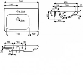 Раковина для ванной на тумбу Kolo Life 70 правосторонняя с покрытием Reflex белая M21171900