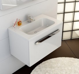 Раковина для ванної на тумбу Ravak Chrome 800 з прихованим переливом з одним отвором для змішувача біла XJG01280000