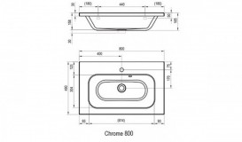 Раковина для ванної на тумбу Ravak Chrome 800 з прихованим переливом з одним отвором для змішувача біла XJG01280000