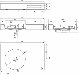 Раковина для ванної на тумбу умивальник-стільниця Volle Solid surface 13-40-742