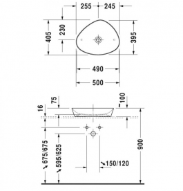 Раковина для ванной накладная Duravit коллекция Cape Cod 50х39.5х10 белая 2339500000