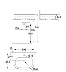 Раковина для ванной накладная Grohe Euro Ceramic 60 с гигиеническим покрытием альпин-белый 3933700H