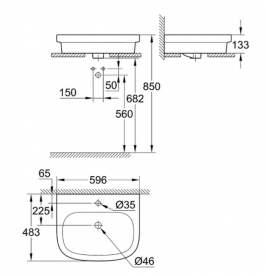 Раковина для ванної накладна Grohe Euro Ceramic 60 альпін-білий 39337000