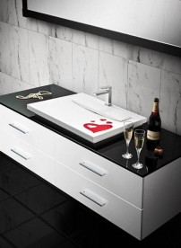 Раковина для ванной Marmorin Tatoo 70,5х50,4 см с белой плиткой литой камень белый 111 070 020 xx x