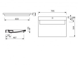 Раковина для ванной Marmorin Tatoo 70,5х50,4 см с черной плиткой литой камень белый 112 070 020 xx x