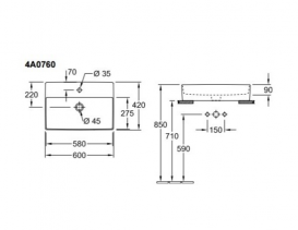 Раковина для ванної накладна Villeroy & Boch колекція Memento біла 4A076001