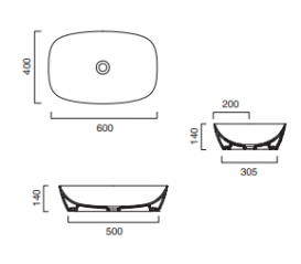 Раковина для ванної накладна Catalano Green Lux 60х40 кераміка колір чорний / золото 160APGRLXNO