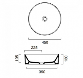 Раковина для ванної накладна Catalano Zero 45х45 кругла керамічна колір білий 145TZE00