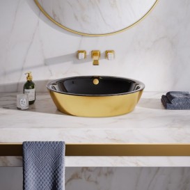 Раковина для ванной накладная Catalano Gold & Silver 60х42 керамика цвет черный/золото 160VLNNO