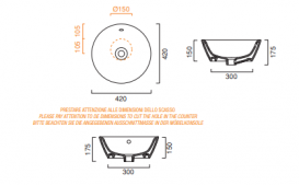 Раковина для ванной накладная Catalano Gold & Silver 42х42 керамика цвет черный/золото 142VLNNO