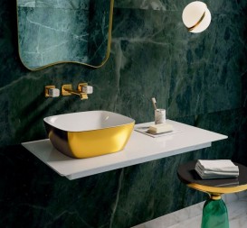 Раковина для ванной накладная Catalano Gold & Silver 40х40 керамика цвет белый/золото 140APGRLXBO