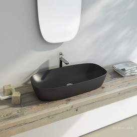 Раковина для ванної накладна Catalano Green Lux 80х40 овальна керамічна колір чорний матовий 180APGRLXNS