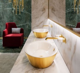 Раковина для ванной накладная Catalano Gold & Silver 60х42 керамика цвет белый/золото 160VLNBO