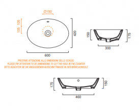 Раковина для ванной накладная Catalano Gold & Silver 60х42 керамика цвет белый/золото 160VLNBO