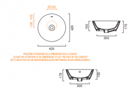 Раковина для ванної накладна Catalano Gold & Silver 42х42 кераміка колір білий / золото 142VLNBO