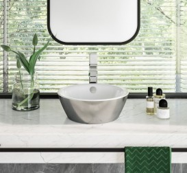 Раковина для ванной накладная Catalano Gold & Silver 42х42 керамика цвет белый/серебро 142VLNBA