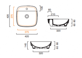 Раковина для ванной накладная Catalano Colori 42х42 керамика цвет зеленый поверхность сатин 142GRLXNVS