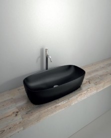 Раковина для ванной накладная Catalano Colori Green Lux 60х40 овальная керамическая цвет черный матовый 160APGRLXNS