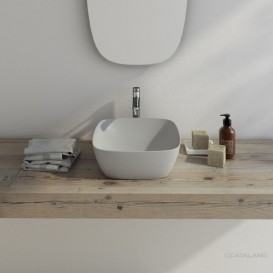 Раковина для ванной накладная Catalano Colori Green Lux 40х40 квадратная керамическая цвет серый матовый 140APGRLXGS