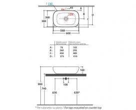 Раковина для ванной накладная Globo T-Edge 60х38 см черная B6R60AR