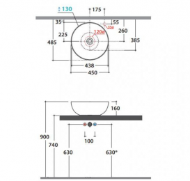 Раковина для ванної накладна Globo T-Edge 45х45 см біла B6T45BI