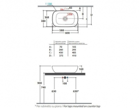 Раковина для ванної накладна Globo T-Edge 60х38 см біла B6R60BI