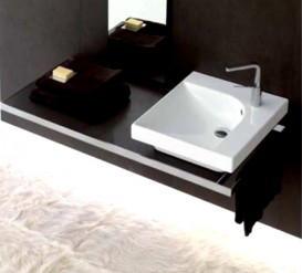 Раковина для ванної накладна Hatria Grandangolo 50х50 см чаша зліва білий YXES01