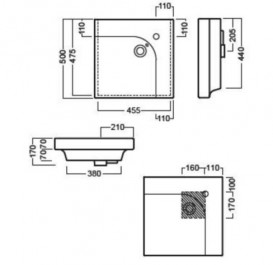 Раковина для ванної накладна Hatria Grandangolo 50х50 см чаша зліва білий YXES01