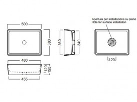 Раковина для ванної накладна Hatria HAPPY HOUR 500x380 ANTHRACITE A0YXSL08