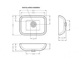 Раковина для ванной накладная Hatria HAPPY HOUR 550x405 Y0QQ01