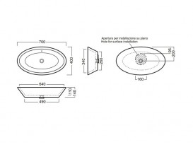 Раковина для ванної накладна Hatria HAPPY HOUR 700x400 Y0M901