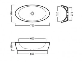 Раковина для ванної накладна Hatria Nido 37x75 см санфарфор білий Y0R201