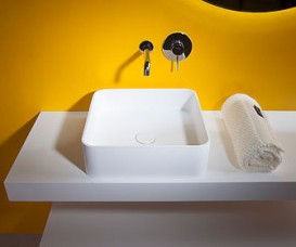 Раковина для ванной накладная каменная Volle Solid surface 40х40 см белый 13-40-210