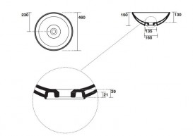 Раковина для ванной накладная Kerasan Ciotola C3 ø46 см санфарфор светло-серый 430382
