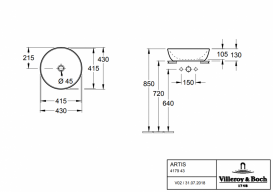 Раковина для ванной накладная Villeroy&Boch коллекция Artis белая 41794301