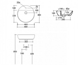 Раковина для ванної Galassia Eden накладна кругла з отвором переливу білий 5203M
