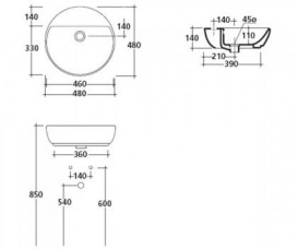 Раковина для ванной Galassia Eden накладная круглая без отверстия перелива белый 5203