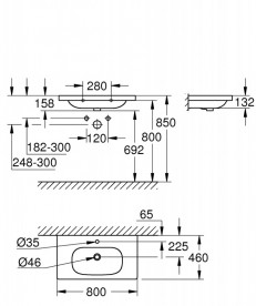 Раковина для ванної накладна на стільницю Grohe Euro Ceramic 80 альпін-білий 3958400H