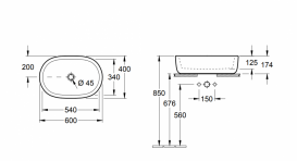 Раковина для ванной накладная Villeroy&Boch коллекция Architectura белая 41266001