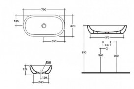 Раковина для ванной Galassia Midas накладная овальная без отверстия перелива белый 5234