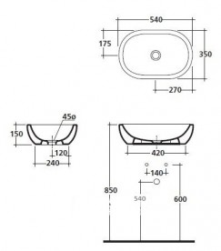 Раковина для ванної Galassia Midas накладна овальна без отвору перелива білий 5233